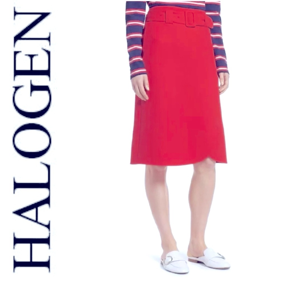 Halogen poppy red skirt with belt